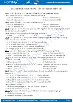 5 Dạng bài tập ôn tập Chương 2 môn Hóa học 10 năm 2019-2020