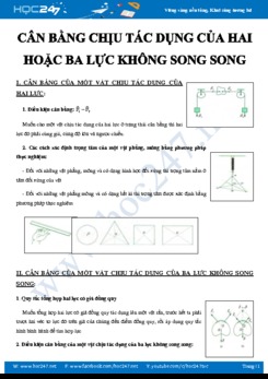 Tổng quát về Cân bằng của vật rắn chịu tác dụng của hai hoặc ba lực không song song
