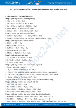 Bài tập ôn tập phản ứng oxi hóa khử môn Hóa học 10 năm học 2019-2020