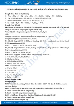 Các dạng bài tập ôn tập về oxi - lưu huỳnh môn Hóa học 10 năm 2019-2020