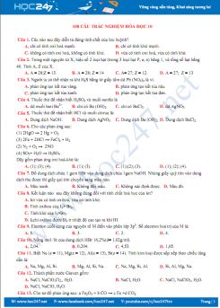 108 Câu trắc nghiệm ôn tập môn Hóa học 10 năm 2019-2020