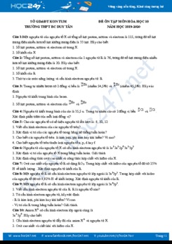 Đề tự luận ôn tập môn Hóa học 10 năm học 2019-2020 Trường THPT BC Duy Tân