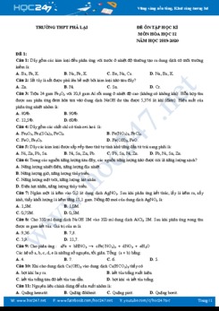 Bộ đề ôn tập học kì môn Hóa học 12 năm 2019-2020 Trường THPT Phả Lại