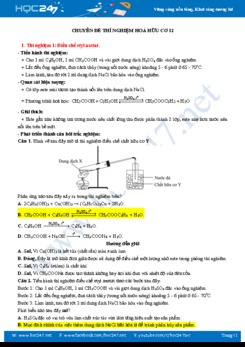 Chuyên đề thí nghiệm Hóa học hữu cơ môn Hóa 12 năm 2019-2020