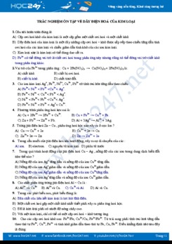 Trắc nghiệm ôn tập về dãy điện hóa của kim loại môn Hóa học 12 năm 2019-2020