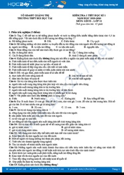 Đề kiểm tra 1 tiết HK1 môn GDCD 11 năm học 2019 - 2020 Trường THPT Bùi Dục Tài