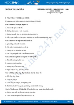 Đề thi HK1 môn GDCD 8 năm học 2019 - 2020 có đáp án Trường THCS EA YIÊNG
