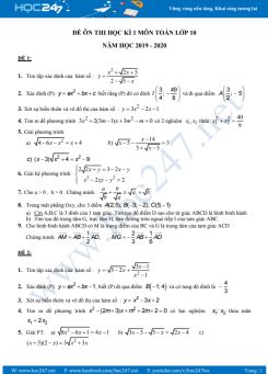 Bộ đề cương ôn thi HK1 môn Toán 10 năm học 2019 - 2020