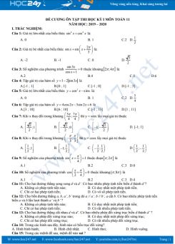 Đề cương ôn thi HK1 môn Toán 11 năm học 2019 - 2020