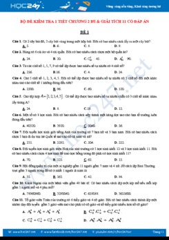 Bộ đề kiểm tra 1 tiết Chương 2 ĐS Giải tích 11 năm học 2019 - 2020 có đáp án