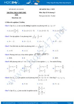 Đề kiểm tra 1 tiết Chương 3 Đại số 10 năm học 2019 - 2020 Trường THPT Phú Tân