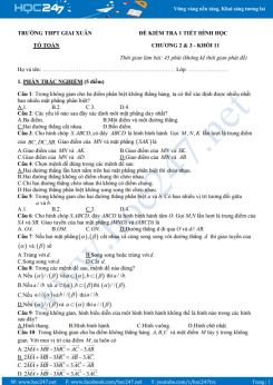 Đề kiểm tra 1 tiết Chương 3 Hình học 11 năm học 2019 - 2020 Trường THPT Giai Xuân