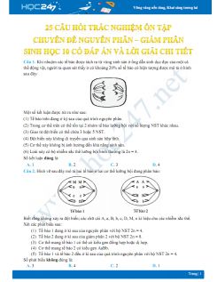 25 Câu hỏi trắc nghiệm ôn tập chuyên đề Nguyên phân - Giảm phân Sinh học 10 có đáp án và lời giải chi tiết