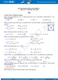 Bộ đề tham khảo thi HK1 môn Toán 11 năm học 2019 - 2020
