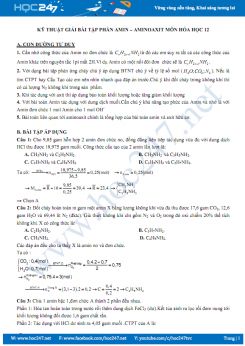 Kỹ thuật giải bài tập phần Amin - Aminoaxit môn Hóa học 12 năm 2019-2020