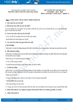 Đề cương ôn thi HK1 môn GDCD 11 năm học 2019 - 2020 Trường THPT Chuyên Trần Đại Nghĩa