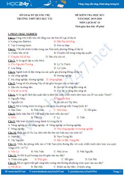 Đề kiểm tra HK1 môn Lịch Sử 10 năm học 2019-2020 Trường THPT Bùi Dục Tài