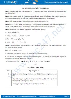 Đề kiểm tra HK1 có đáp án môn Hóa học 10 năm học 2019-2020