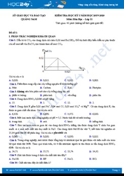Đề kiểm tra HK1 có đáp án môn Hóa học 11 năm 2019-2020 Sở GD&ĐT Quảng Nam