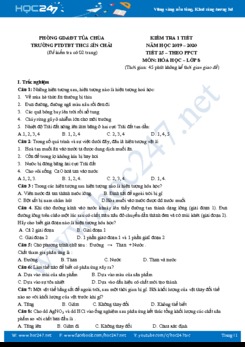 Đề kiểm tra 1 tiết môn Hóa học 8 năm 2019-2020 Trường PTDTBT THCS Sín Chải