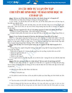 33 Câu hỏi tự luận ôn tập chuyên đề Sinh học tế bào Sinh học 10 có đáp án