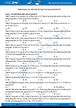 Phân dạng các bài tập ôn tập cấu tạo nguyên tử môn Hóa học 10