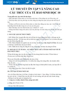 Lý thuyết ôn tập và nâng cao chuyên đề Cấu trúc của tế bào Sinh học 10