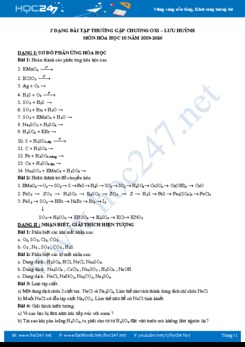 5 Dạng bài tập thường gặp Chương Oxi - Lưu Huỳnh môn Hóa học 10 năm 2019-2020