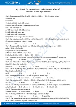 Bộ câu hỏi ôn tập Chương 4 phản ứng oxi hóa khử môn Hóa 10 năm 2019-2020