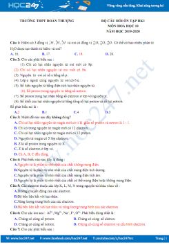 Bộ câu hỏi ôn tập HK1 môn Hóa học 10 năm 2019-2020 Trường THPT Đoàn Thượng