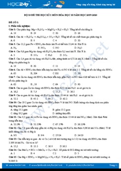 Bộ 10 đề thi HK1 môn Hóa học 10 năm học 2019-2020