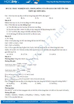 85 Câu trắc nghiệm Sắt, Crom, Đồng có lời giải chi tiết ôn thi THPT QG môn Hóa