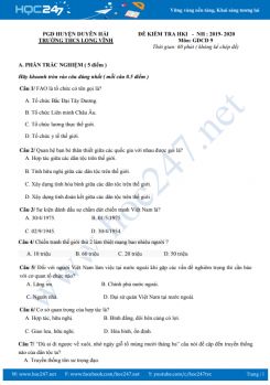 Đề thi HK1 môn GDCD 9 năm học 2019 - 2020 có đáp án Trường THCS Long Vĩnh