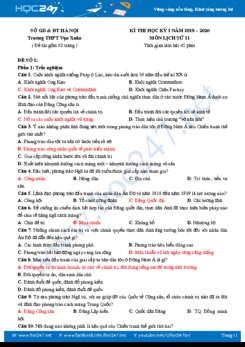 Bộ 4 đề thi HK1 môn Lịch Sử 11 năm 2019-2020 Trường THPT Vạn Xuân