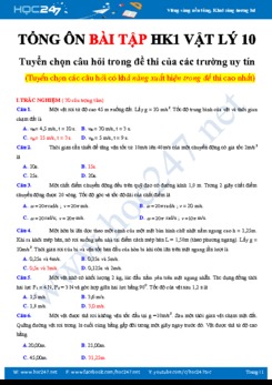 Tổng ôn Bài tập Học kì 1 môn Vật lý 10 năm học 2019-2020