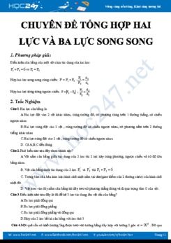 Chuyên đề Tổng hợp lực song song môn Vật lý 10 có đáp án