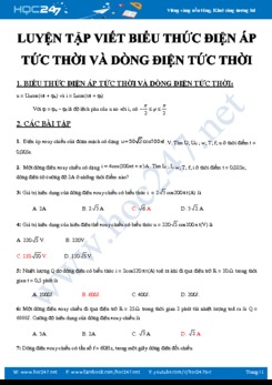 Bài tập viết Biểu thức điện áp tức thời và dòng điện tức thời môn Vật Lý 12