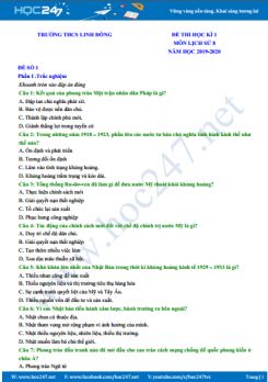Bộ 4 đề thi HK1 môn Lịch Sử 8 năm học 2019-2020 Trường THCS Linh Đông