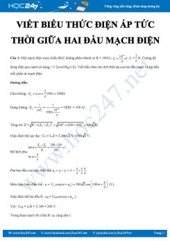 Bài tập viết Biểu thức điện áp tức thời giữa hai đầu mạch điện có đáp án môn Vật Lý 12