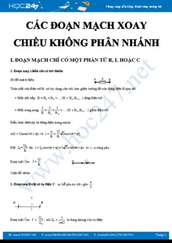 Tổng hợp Lý thuyết và công thức về các đoạn mạch xoay chiều không phân nhánh