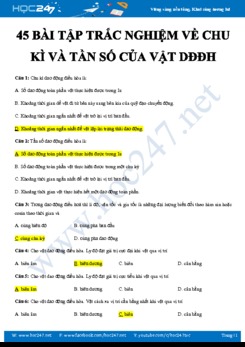 45 bài tập trắc nghiệm có đáp án về Chu kì và tần số của vật Dao động điều hòa