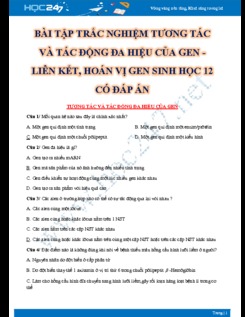 Bài tập trắc nghiệm Tương tác và tác động đa hiệu của gen - Liên kết, hoán vị gen Sinh học 12 có đáp án