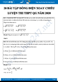 20 bài tập Dòng điện xoay chiều môn Lý 12 luyện thi THPTQG năm 2020 có giải chi tiết