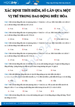Dạng bài tập xác định thời điểm, số lần qua một vị trí trong Dao động điều hòa