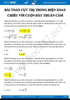 Chuyên đề Bài toán cực trị trong Điện xoay chiều với cuộn dây thuần cảm
