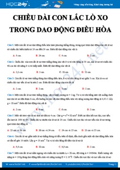 Dạng bài tập Xác định chiều dài của con lắc lò xo trong Dao động điều hòa năm 2019