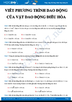 Luyện tập viết phương trình dao động của vật Dao động điều hòa môn Vật lý 12