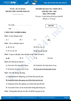 Đề kiểm tra HK1 môn Công Nghệ 11 năm học 2019-2020 trường THPT Nguyễn Sinh Sắc có đáp án