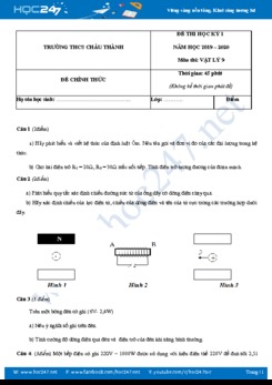 Đề thi Học kì 1 môn Vật lý 9 năm học 2019-2020 trường THCS Châu Thành có đáp án