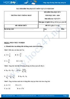 Bộ 2 Đề kiểm tra Học kì 1 môn Vật lý 9 năm học 2019-2020 trường THCS Thống Nhất